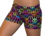 2 1/2" Spandex Shorts (Black with Neon Peace Signs)